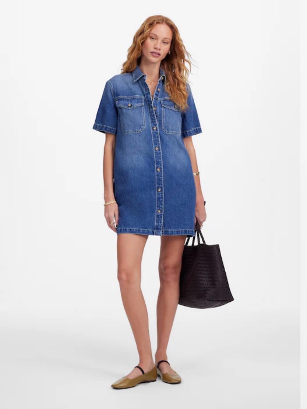 NWT Madewell Denim Boxy Shirtdress in Demarco Wash, M
